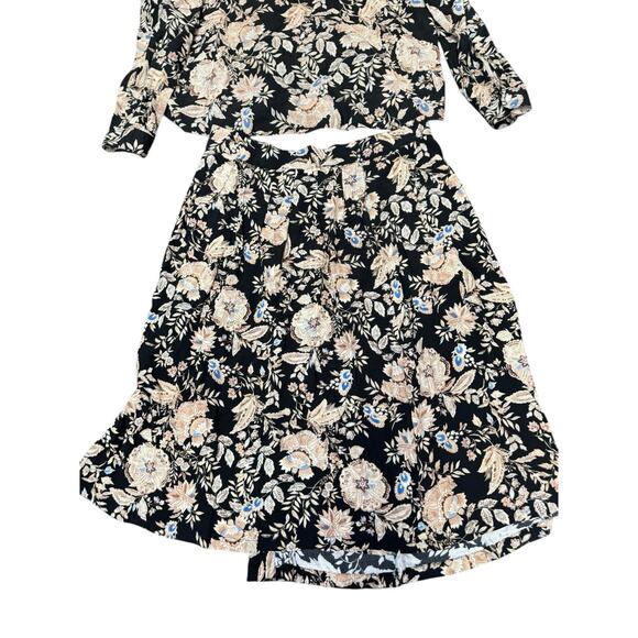 Sezane Floral Matching Set Blouse + Skirt 46 / US 12 100% Cotton & Viscose - Picture 9 of 14